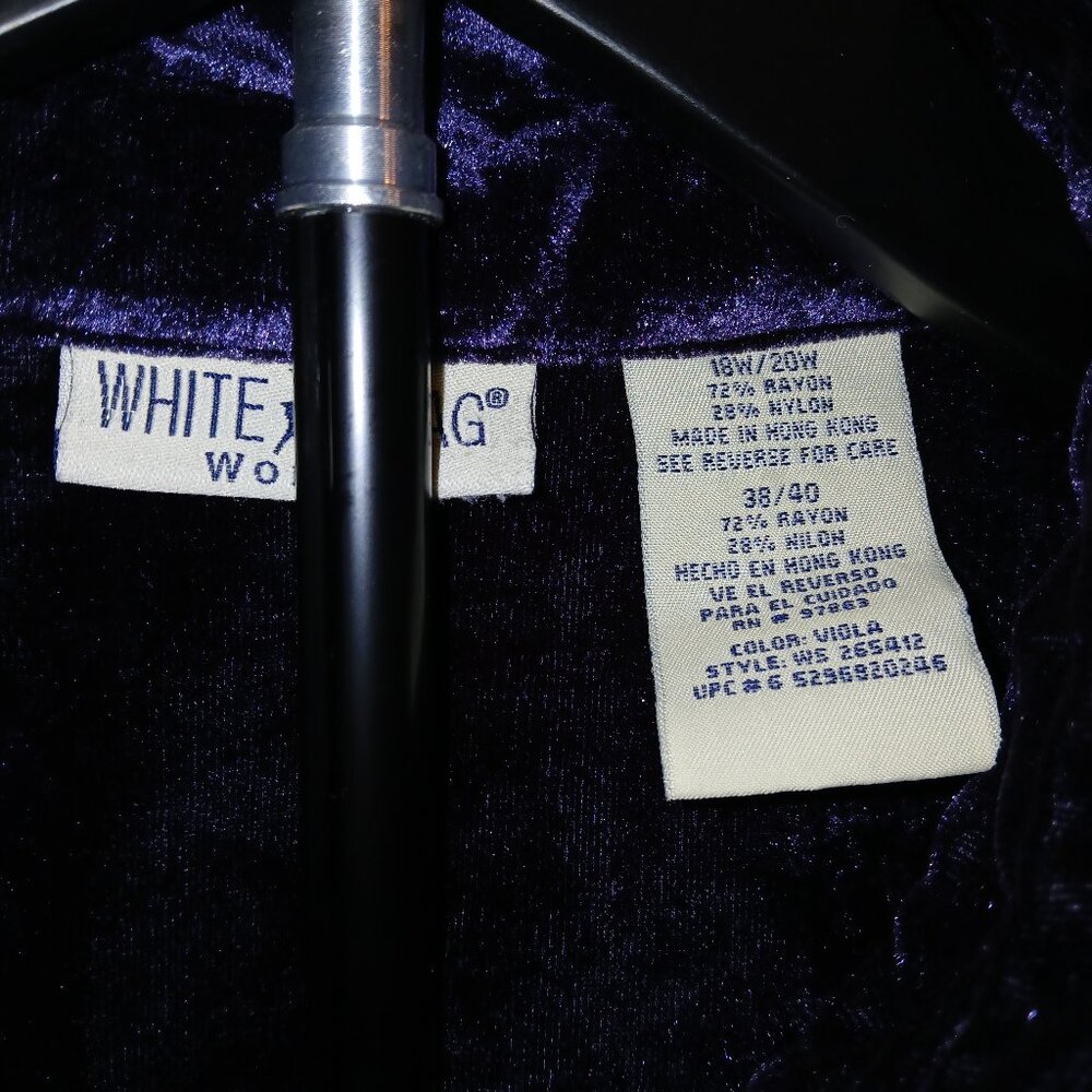 White Stag Woman Purple Velvet Embroidered Button Down Shirt Top Plus Size18W/20 - Picture 2 of 4